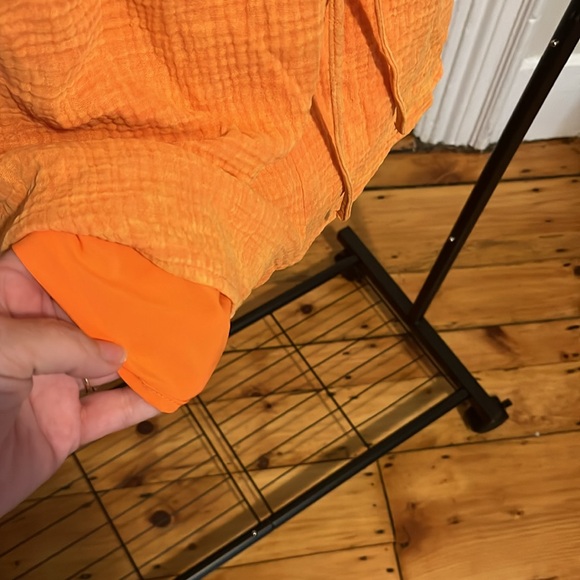 Women's Orange Drawstring Shorts - Picture 5 of 7